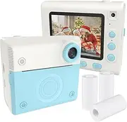 Instant Print Camera Digital Camera for 1080P Digital Video Camera Dual Lens 2.8 Inch IPS Screen Built-in Battery P Frames with 3 Rolls Thermal Printing Paper Neck Strap Birthday Blue