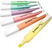 Stabilo Swing Cool Pastel Highlighter Marker Pens - 1-4mm - Pack of 6 Assorted Colours