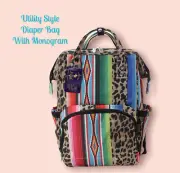 NWT Leopard Serape Utility Diaper Bag Backpack Style {With Monogram +9.99}