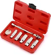 CASOMAN 3/8-Inch Drive Spark Plug Socket Set, 6-Point, Include Extension Bar, Universal Joint & Spark Plug Gapper, 8Piece Set, CR-V Steel