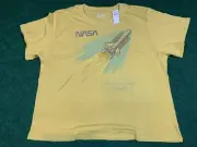 NEW NWT AMERICAN EAGLE Yellow Crop Tee NASA SPACE SIZE XXL Vintage/Distressed
