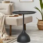 Small Side Table Round Black Coffee Table for Home Office