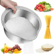 Rice Washer Strainer Bowl, 4-in-1 Quinoa Washer Bowl Stainless Steel Rice Rin...
