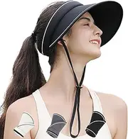 [OZ SMART SUN PROTECTION] Visor Hat for Women, Wide Brim Sun Visors for Golf, Tennis, Running, Sports, Beach, Travel, Caps with UPF Sun Protection Black