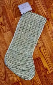 ELEGANT CRISTIAN SIRIANO~SILVER/CLEAR BEADED CHRISTMAS STOCKING~LIGHT AQUA~NWT