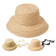Toddler Kids Handwoven Straw for Sun Hat Wide Brim UV for Protection Ribbon Beac