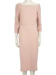 Pink Square Neck Midi Dress