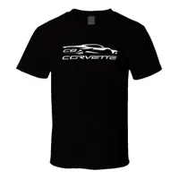 在飛比找蝦皮購物優惠-Corvette C8 汽車標誌印有美國新 T 恤 T 恤男