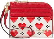 [Kate Spade New York] Devin Pixel Hearts Embossed Saffiano Leather Coin Card Case Wristlet, Cream Multi, Cream Multi