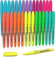 Shuttle Art Highlighters, 30 Pack Highlighters Assorted Colours, 10 Colours Chisel Tip Dry-Quickly Non-Toxic Highlighter markers for Adults Kids Highlighting in the Home School Office