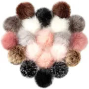 20 Pcs Faux Fur Pom Poms for Hats - 3.9 Inch Fluffy DIY Knitting Hat Pompoms wit