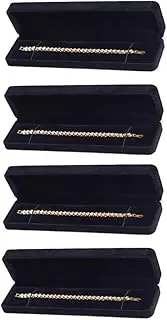 [LSHPG] 4 PCS Black Classic Long Velvet Necklace Bracelet Display Case, Pendant Chain Gift Box, for Engagement Anniversary Thanksgiving Birthday Gifts