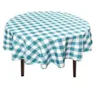 Checkered Round Tablecloth 60 Inch - Waterproof Stain and Wrinkle Resistant W...