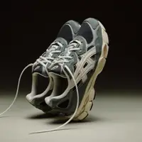 在飛比找PChome24h購物優惠-ASICS 慢跑鞋 GEL-NYC 煙灰綠 復古 運動鞋 男