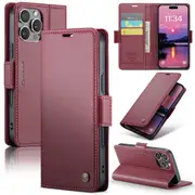 CaseMe iPhone 16 Pro Max Folio Wallet Case Cover Apple Side Closure ProMax [Wine]