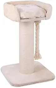Kazoo High Bed Scratch Post with Rope, Cream
