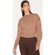 Taupe Compact Knit Button Through Cardigan, Taupe