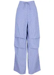 Darkpark Daisy Striped Wide-leg Cotton Trousers - Blue - 42 (UK10 / S) 42 (UK10 / S)