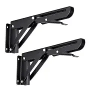 Sumnacon Sturdy Folding Shelf Brackets - Heavy Duty Metal Triangle 8 Inch Black