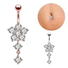 Sparkling Snowflake Crystal BELLY Button Navel Surgical Steel bar Body Piercing