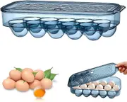 Plastic Egg Box Egg Storage Container, Bpa Free, Stackable Egg Fridge Storage With Lid For 16 Eggs, For Kitchen Fridges Keep Fresh (Royal Blue)