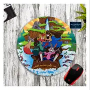 SPLASH MOUNTAIN DISNEY INSPIRED ART BLACK 8" ROUND NONSLIP MOUSEPAD DESK MAT