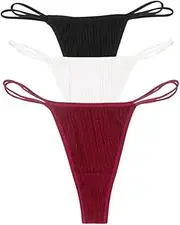 [OFFSUM] Women's Thong Panties - 3Pcs/Set Classic G-String Transparent High Stretch Panties Low Waist Solid Color Double Waist Ultra Thin Lingerie
