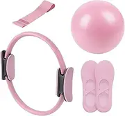 Pilates Ring Set, Yoga Resistance Ring with Double Padded Handles, Pilates Mini Ball and Resistance Bands for Strength, Flexibility, Stability and Body Tightening
