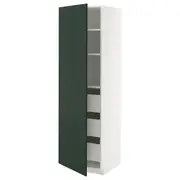 METOD / MAXIMERA high cabinet with drawers, white/Havstorp deep green, 60x60x200 cm