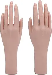 Starrypxl 1pair Silicone Female Hand Model Flexible Reusable Bendable Display Hand Model for Nail Art Practice Painting