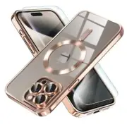 Magnetic for iPhone 15 Pro Case Compatible with MagSafe For iPhone 15 Pro Gold