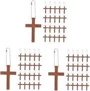 [TEHAUX] 3sets Mini Cross DIY Cross Necklace Charm Cross Charm for Earrings Cross Charm for Craft Projects Cross Pendant with Keyrings Cross Charm for Bracelet Wood Brown 50pcs*3