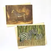 2 Zebra Note Cards w/ Envs George Stubbs Friendship Laura Regan c1990s