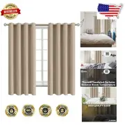 Elegant Sand Blackout Curtains - Grommet Thermal Insulated, Set of 2 Panels