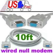 10ft long DB9pin Female~F Null Modem Cross/Nul wired,Serial RS232cable/Cord/Wire