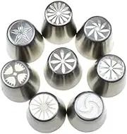 RELAND SUN 8pcs Russian tulip cake nozzle icing nozzle rose cream pastry tip (8-piece set)