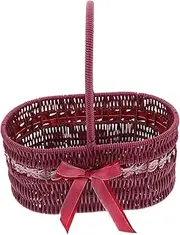 GLEAVI Handwoven Rustic Storage Basket with Handle Portable Flower Arrangement Holder Lace Decor for Home Office Weddings Lightweight and Versatile Flower Basket
