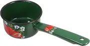 PEPLAYTAL Vintage Enamel Water Ladle Ergonomic Long Handled Kitchen Spoon for Easy Pouring for Home Canteen and Garden Use Strawberry Design Practical