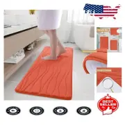 Stylish Coral Memory Foam Bath Rug Set 47x20 - Ultra Soft, Water Absorbent