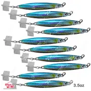 10pcs 3.5oz Colt Sniper jig 100g Vertical jig 3561D-DT MUSTAD Hook Blue Silver