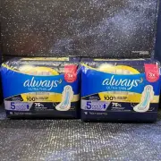 2 X Always Ultra Thin Overnight Pads with Flexi-Wings - Size 5 15 Pads Each