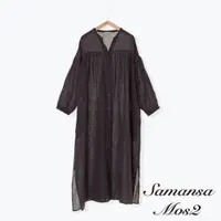 在飛比找蝦皮商城優惠-Samansa Mos2 格紋/素色開襟亞麻混紡洋裝(FL1