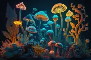 Mushroom UV tapestry, Blacklight Reactive, Psychedelic Tapestry, Trippy Art