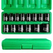 Tools 14-Piece 1/2" Drive Metric Shallow Impact Socket Set, CR-MO Steel, Size...