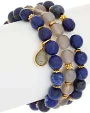 Rachel Reinhardt Set of 3 14K Plated Gemstone Stretch Bracelets