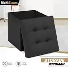Faux Leather Black Storage Ottoman Classic Cube Seat Home Entryway Décor Benches