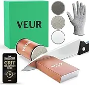 Knife Sharpener - Rolling Knife Sharpener with 400, 1000 & 3000 Grit Discs - AUS Knife Sharpeners - Blunt Knife Sharpening Kit with 15 and 20 Degree Sharpening for Kitchen & Chef's Knives