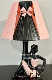 PLASTIC RIBBON "LARGE" PINK & BLACK LAMPSHADE BARSONY LADY LAMP