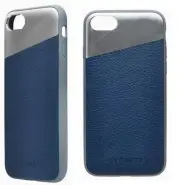 Cygnett iPhone 8 Plus & 7 plus Slim Genuine Leather Case Blue + Tempered Glass