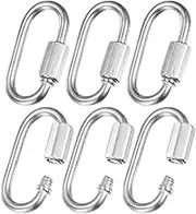 uxcell 6-Pack Quick Chain Link Connector, M3.5 1/8 304 Stainless Steel D-Shape Locking Repair Chain Links for Swing/Camping/Hiking/Backpack, Twist Key Ring Screw Chain Link [Silver]